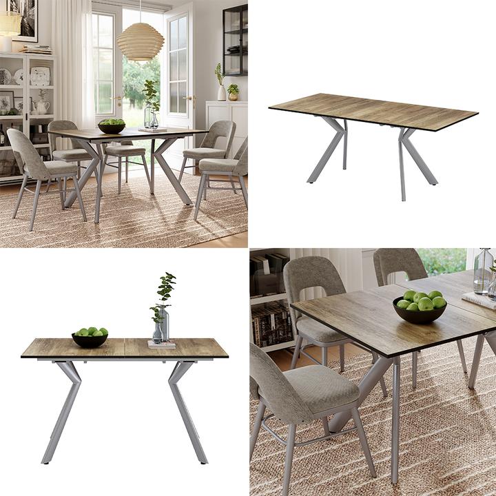 Immagine prodotto Vicco Esstisch Trill, Eiche rustikal/Grau, 140 x 90 cm ausziehbar (140 x 76 x 90 cm)