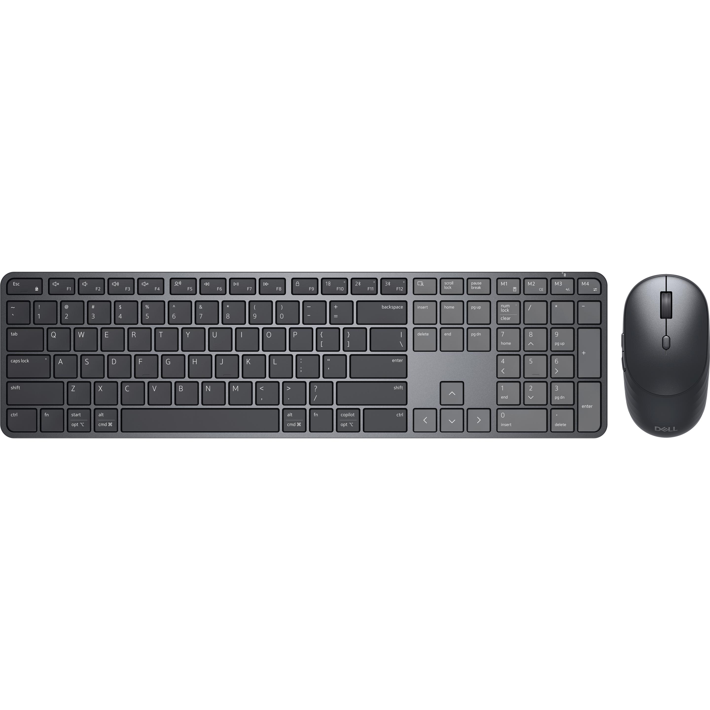 Dell Pro 7 Slim Keyboard and Mouse - KM726 - German (Germania, Senza fili), Tastiera, Nero