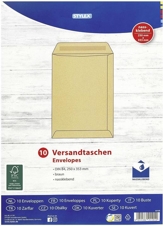 Immagine prodotto Stylex Buste DIN B4 marrone 10pz (10 x)