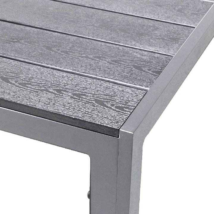 Actual product image Mojawo 7pcs Garden Furniture Set Alu silver Non-Wood 180x90cm + 6 Stacking Chairs (180 cm)