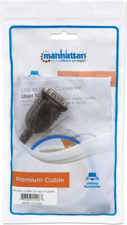Produktbild Manhattan 0.45m USB-C/Serial USB-C Seriell Schwarz (0.45 m)