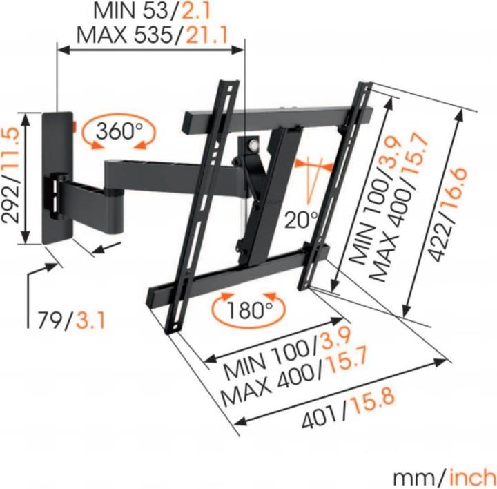 Immagine prodotto Vogels Parete 3245 (Muro, 55", 20 kg)