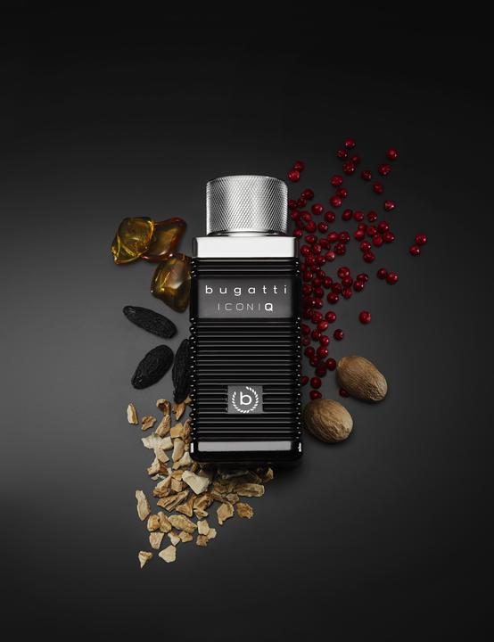 Actual product image Bugatti Iconiq Black Perfume for Men 100ml - Woody Amber Fragrance (Eau de toilette, 100 ml)