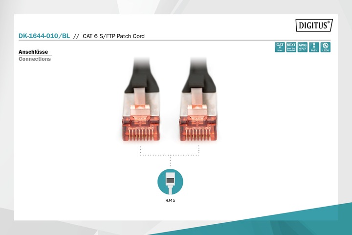 Produktbild Digitus Netzwerkkabel (S/FTP, CAT6, 1 m)