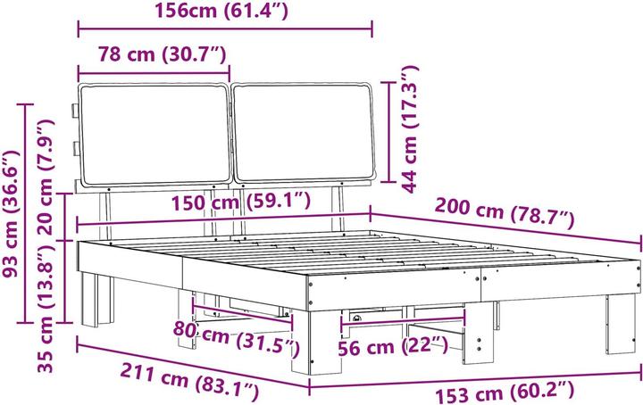 Produktbild vidaXL Bettrahmen (150 x 200 cm)