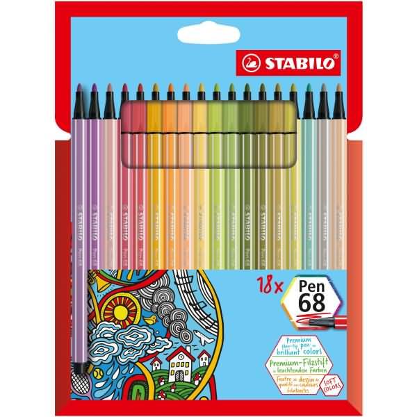 Actual product image STABILO Pen 68 Premium felt-tip pen (Multicoloured, Multicolor, 18 x)