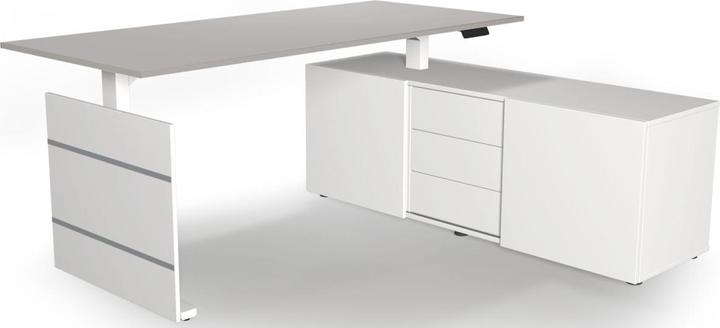 Actual product image Kerkmann Move 3 height-adjustable desk light grey, white rectangular side frame white 180 (180 x 80 x 72 cm)