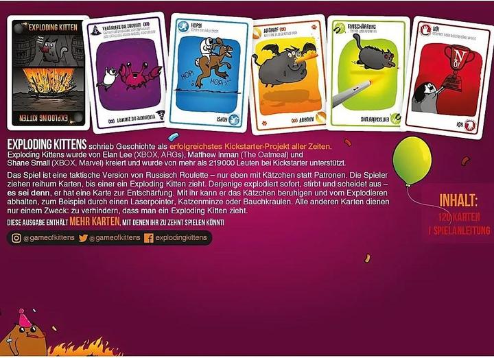 Produktbild Exploding Kittens Katzen und Explosionen (Deutsch, 2 - 10 Spieler)