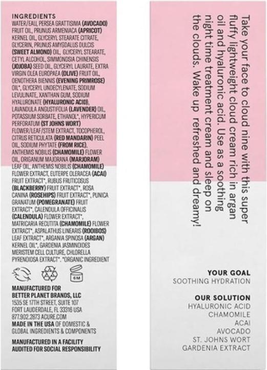 Immagine prodotto Acure Crema Nuvola Lenitiva 50ml (1700 ml, Crema notte)