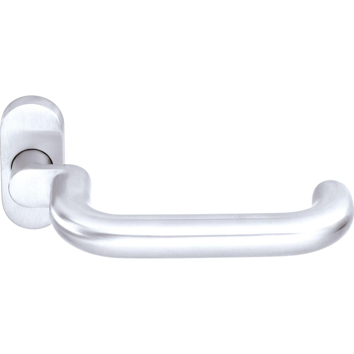 Ogro, Türgriff + Fenstergriff, Drückerlochteil PREMIUM 8100 A FS/6621 - mit Rosette, Alu silber eloxiert (Türgarnitur)