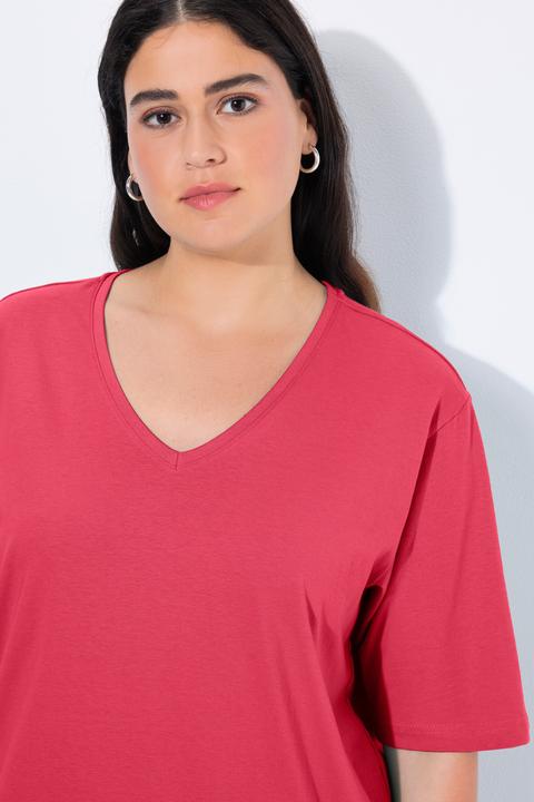 Produktbild Ulla Popken T-Shirt, Basic, Relaxed Fit, V-Ausschnitt, Halbarm (62)