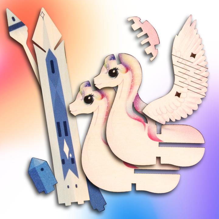 Actual product image Escape Welt Unicorn - 3D wooden model (33 pieces)