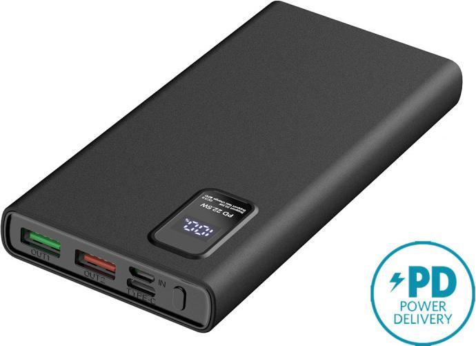 Actual product image Platinet power supply unit 10000mAh PD QC LED, black (10000 mAh, 22.50 W, 37 Wh)