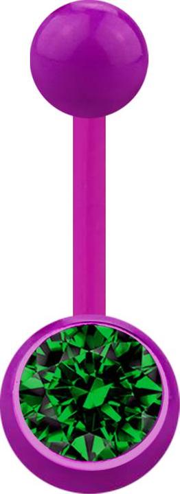Immagine prodotto Star Piercing Banana viola con palla e cristallo verde (Materiale sintetico, senza ottone)