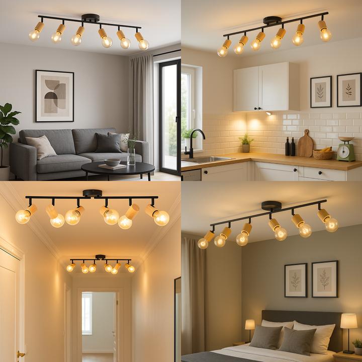 Produktbild Brilliant Kerry Spotrohr 6-flammig schwarz/holz Metall/Bambus 6x A60, E27, 40 (E27)