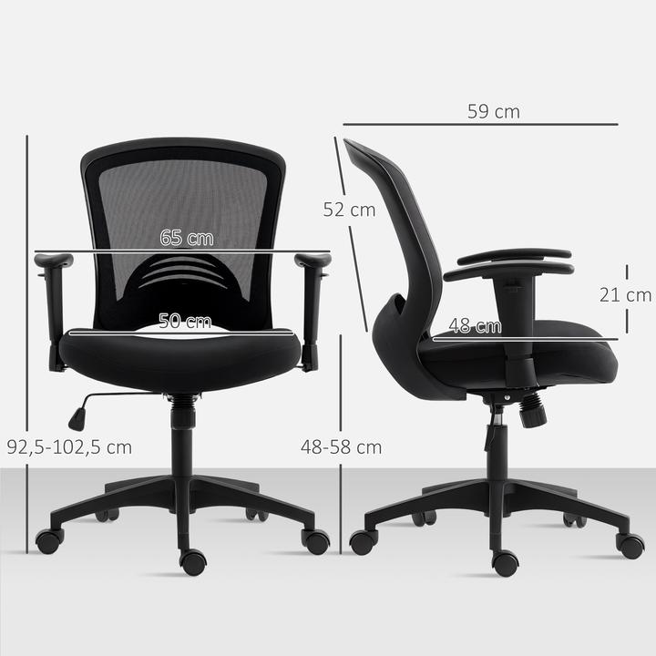 Produktbild Homcom Bürostuhl Polyester, Kunststoff Schwarz (48 - 58 cm)