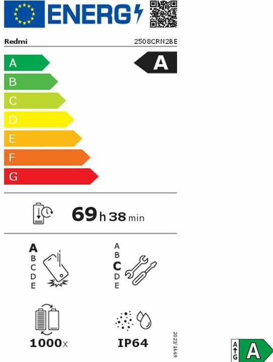 Label énergétique Xiaomi Redmi 15C (128 Go, Vert menthe, 6.90", Double SIM, 5G)