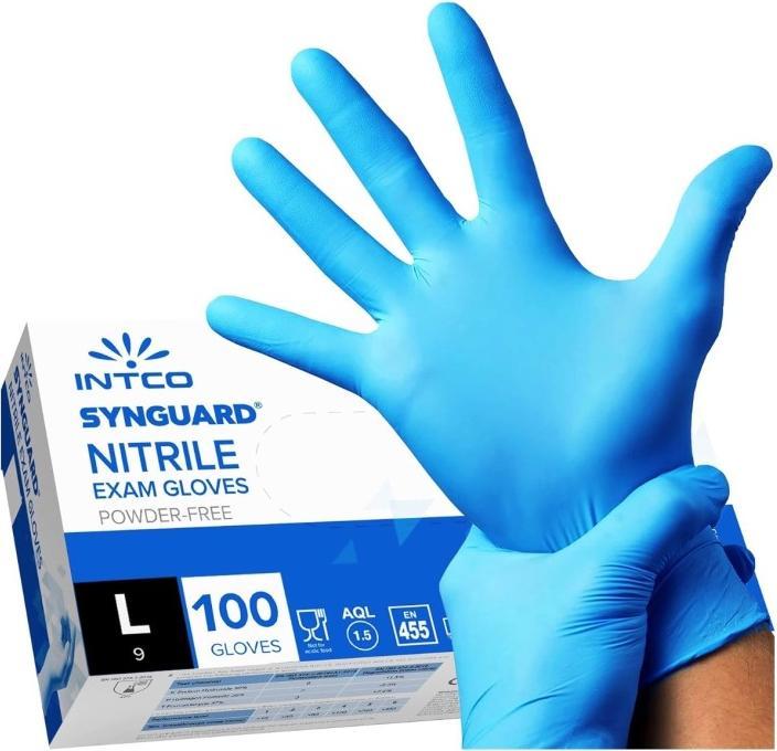PRO FIT Guanti usa e getta in nitrile di alta qualità, guanti di protezione chimica, con motivo diamante, senza lattice e senza polvere, 24 cm, arancio, L