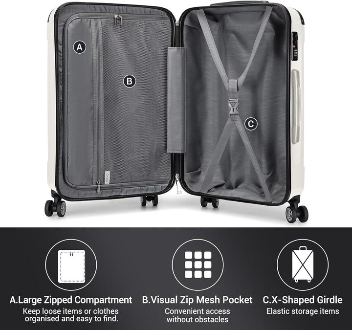 Image du produit Kono 3-teiliges Hartschalenkoffer-Set mit Zwillingsrollen (113 l)