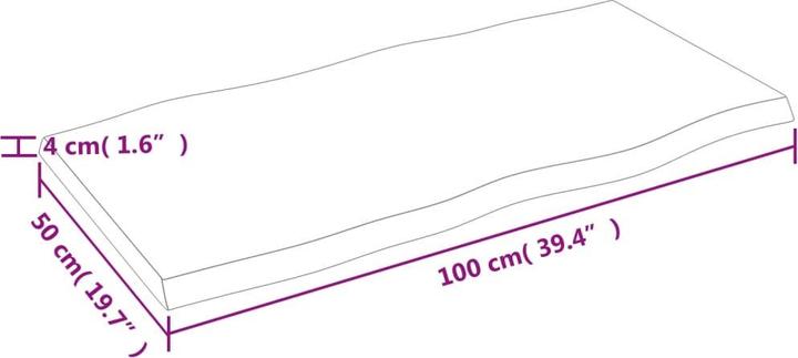 Immagine prodotto VidaXL Tischplatte 100x50x4 cm Massivholz Eiche Behandelt (100 x 50 x 4 cm)
