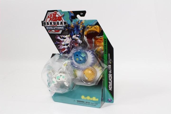 Actual product image Bakugan Evolutions' Starter Pack with 3 (Ultra Haos Howlkor, Basic Aurelus Trox, Basic Aquos Pegatri