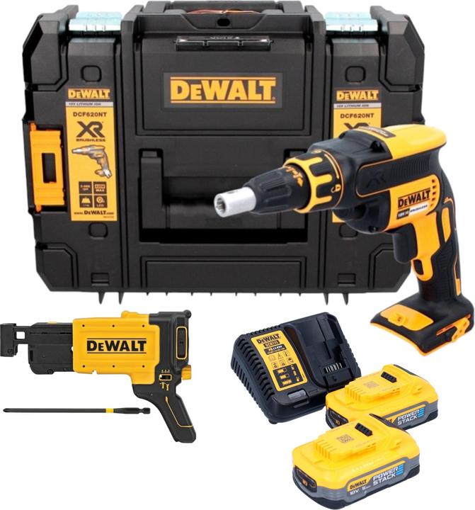 Actual product image DeWalt DCF 620 H2T cordless drywall screwdriver 18 V 30 Nm brushless + 2x Powerstack battery 5.0 Ah + (Rechargeable battery operated)