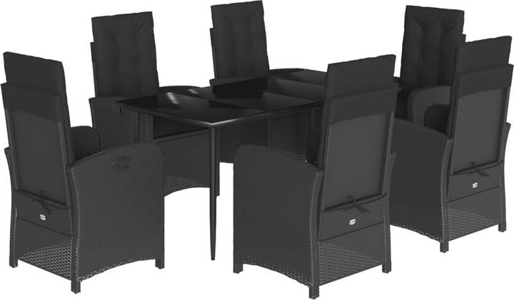Produktbild VidaXL Gartenmöbel Essgruppe Gartengarnitur Sitzgruppe 7tlg. Schwarz Poly Rattan (160 cm)