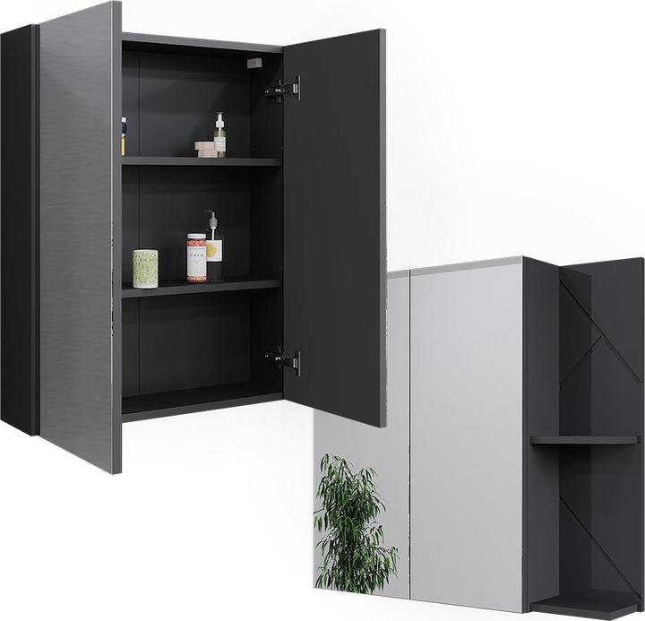 Produktbild Vicco Badspiegelschrank Irma, Anthrazit Hochglanz, 80 x 75 cm