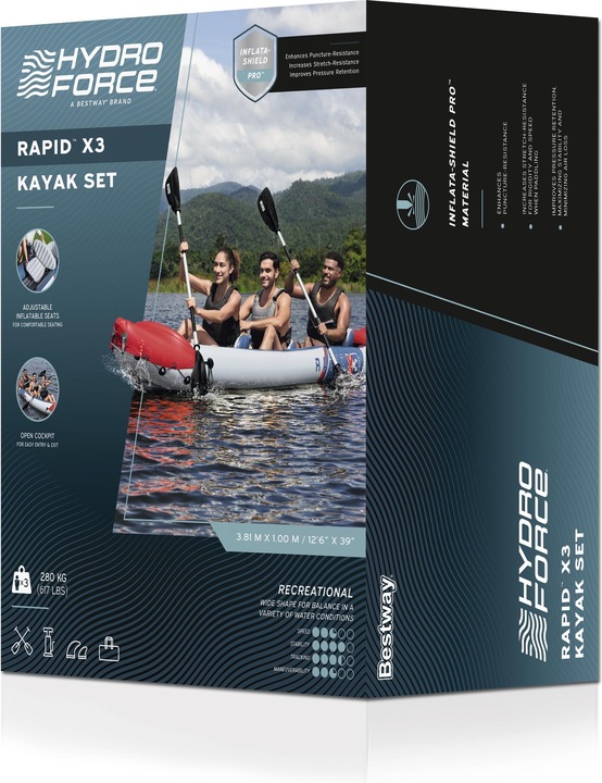 Actual product image Bestway Hydro Force Rapid X3 Inflatable 3-Person Kayak Set 3.81 m (3 pers.)