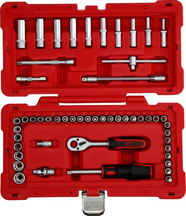 Immagine prodotto KS Tools Set di chiavi a bussola da 1/4", 52 pezzi, Trazione laterale (1/4")