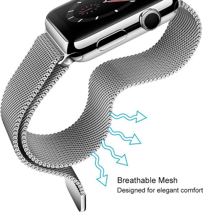 Produktbild PhoneLook Mailänder Stahlarmband silber 38mm / 40mm / 41mm (38 mm, 40 mm, 41 mm, Aluminium)