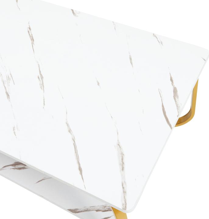 Produktbild En.Casa Couchtisch Kolta 120x60x43 cm Marmoroptik, Weiss/Gold