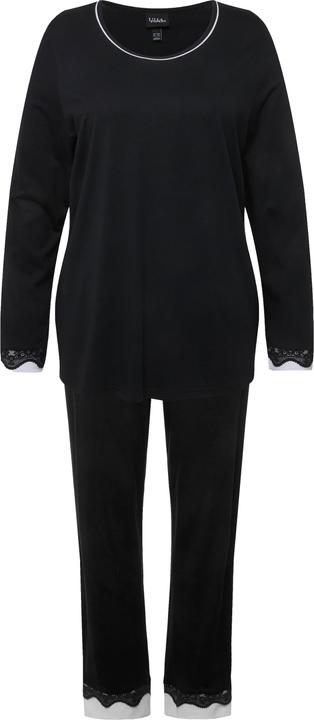 Image du produit Ulla Popken Damen grosse Grössen Pyjama, Spitze, Rundhals, Langarm schwarz 46+ 812441100-46+ (46, 48)