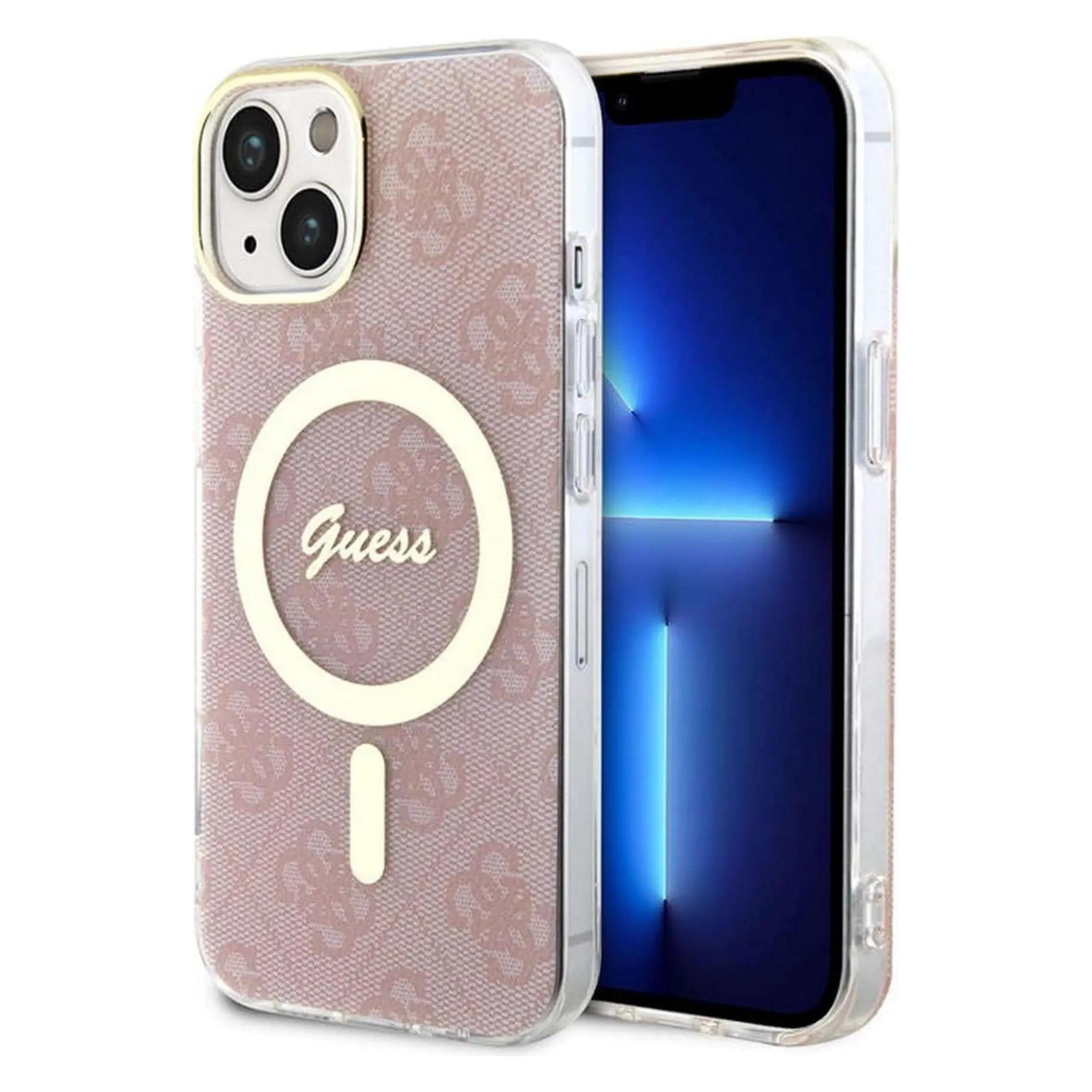 Guess GUHMP14MH4STP IPhone 14 Plus 6.7" Pink/pink Hardcase 4G MagSafe (Apple IPhone 14 Plus), Smartphone Hülle, Rosa