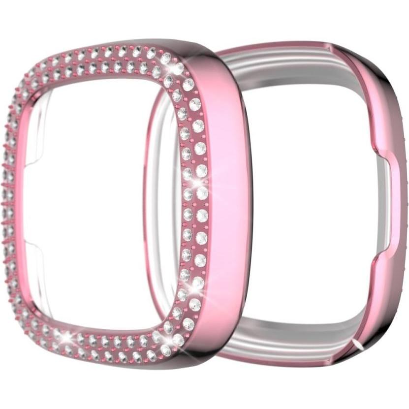 Cover-Discount Fitbit Versa 3 / Sense - Glitzer Strass Schutz Case rosa, Smartwatch Zubehör, Rosa