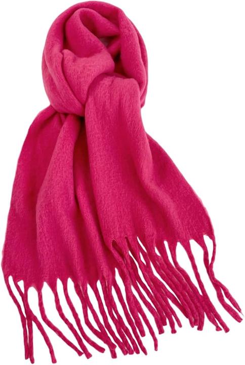 Actual product image Only-Bags.Store Solid Colour Plush Warm Chunky Scarf Long Simple Large Thickened Tassel Scarf Winter Outdoor