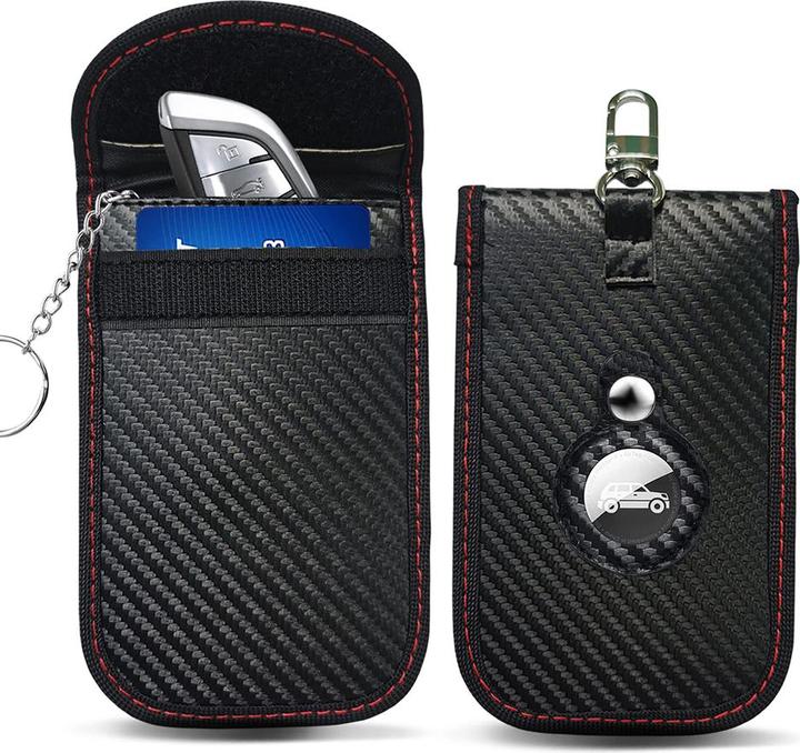 Techsuit - RFID Anti-Theft (AF3) - with AirTag Holder, Carbon Fiber, EMF Blocker, 19.5 x 9cm - Black