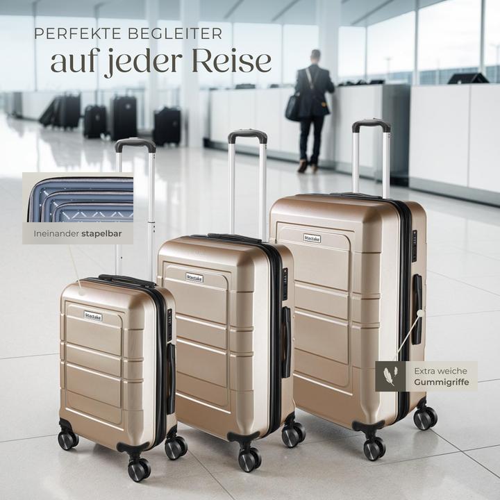 Immagine prodotto tectake Set di valigie rigide Brice 3 pz., lucchetto TSA (111 l)