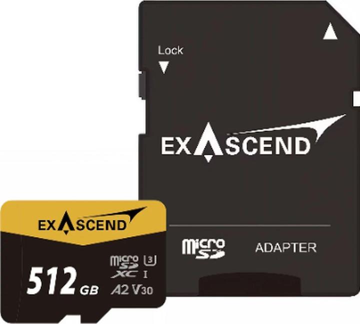 Productafbeelding Exascend Katalysator met adapter UHS-I SD-kaart (V30) 512 GB (ES117905) (512 GB, SDXC, U3, UHS-I)