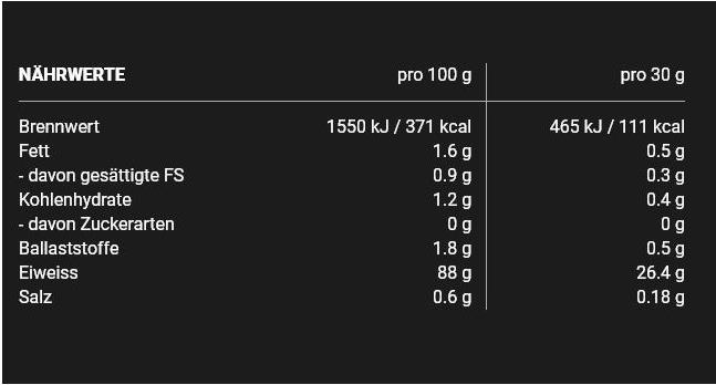 Nährwerte und Zutaten Winforce Night Protein (Kakao, 1 x, 600 g)