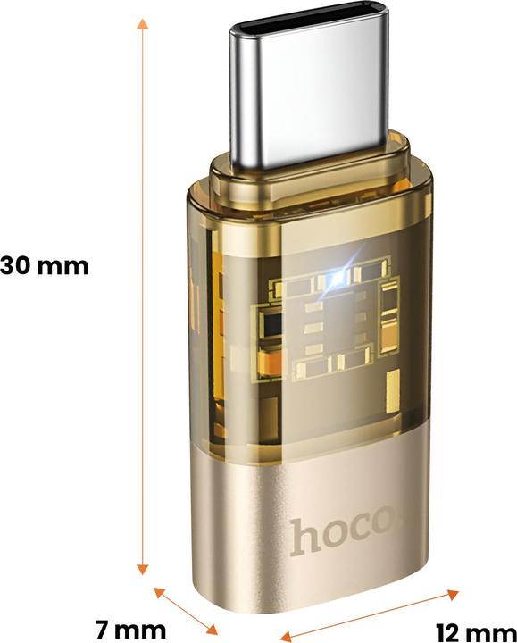 Produktbild Hoco Cable Adapter USB C to Lightning UA36D transparent gold (Lightning, USB Typ C)