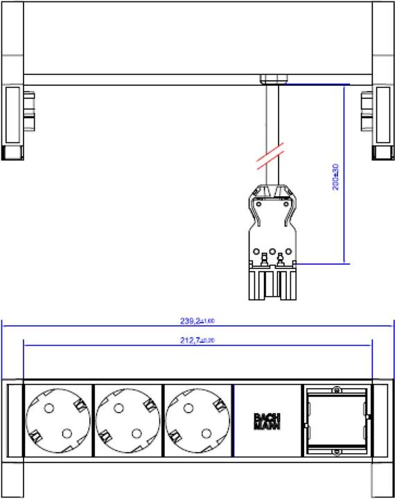 Productafbeelding Bachmann DESK2 - 3xSchuko & 1xLeeg (3 x, CEE 7/3, 0.20 m)