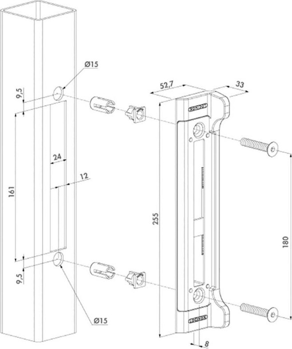 Actual product image Locinox G+AMMAog-che +AMMAoA- encastrer pour serrures +AMMAoA- mortaiser (1 pcs.)