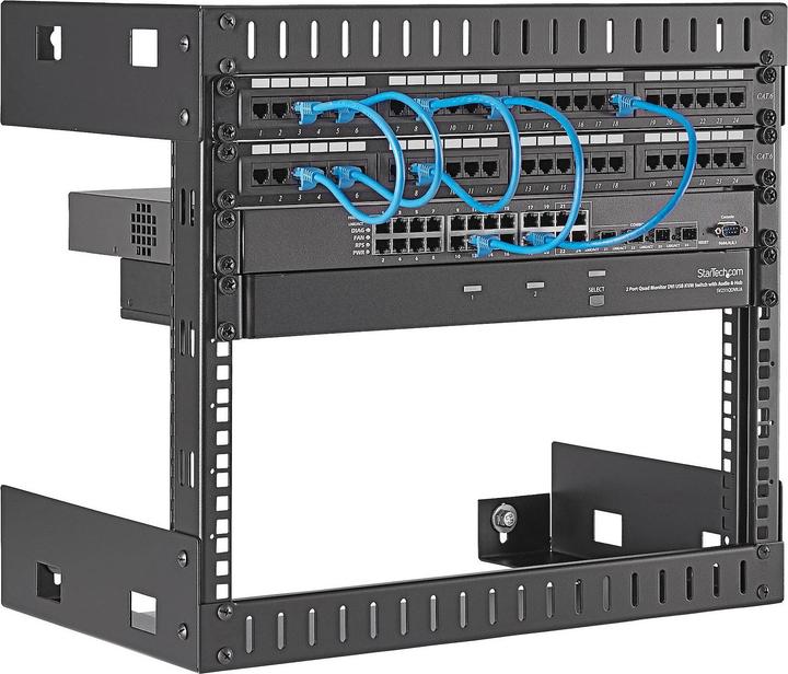 Produktbild StarTech 8HE 19 Zoll Open Frame Geräte Rack Wandmontagefähig - 30cm Tief - Wall Mount Rack aus Stahl (8 HE, 19 Zoll Rack)