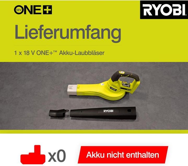 Actual product image Ryobi OBL1820S (Rechargeable battery operated, Leaf blower)