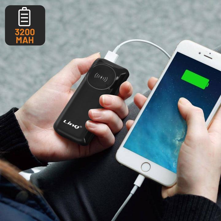 Produktbild LinQ 3200mAh Powerbank mit USB-Anschluss, kompaktes Design, – Schwarz (3200 mAh)
