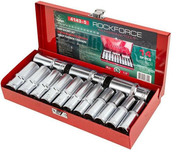 Produktbild No Name ROCKFORCE LANGE 6-KANT-STECKSCHLÜSSEL. 14 Stück 1/2 11-30mm (11 mm, 12 mm, 13 mm, 14 mm, 15 mm, 16 mm, 17 mm, 18 mm, 19 mm, 20 mm, 21 mm, 22 mm, 23 mm, 24 mm, 25 mm, 26 mm, 27 mm, 28 mm, 29 mm, 30 mm)