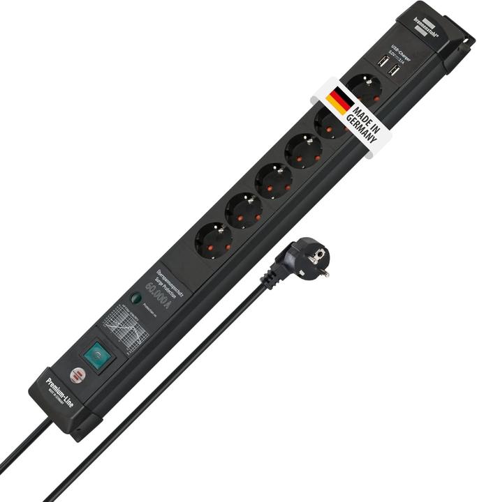 Produktbild Brennenstuhl Premium-Line, power distribution unit with USB ports, 6 sockets, 3m, black, with swi... (6x, CEE 7/7, 3 m)