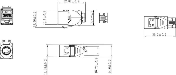 Produktbild Roline Keystone Cat.8.1 Stp Super Slim Sans Outil Avec écrous (Keystone Modul)
