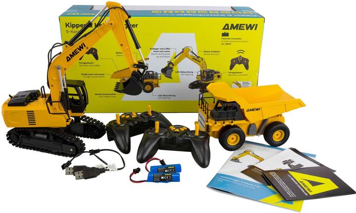Actual product image Amewi 2-in-1 Set Kipper & Kettenbagger 9-Kanal 1:24 RTR (RTR Ready-to-Run)